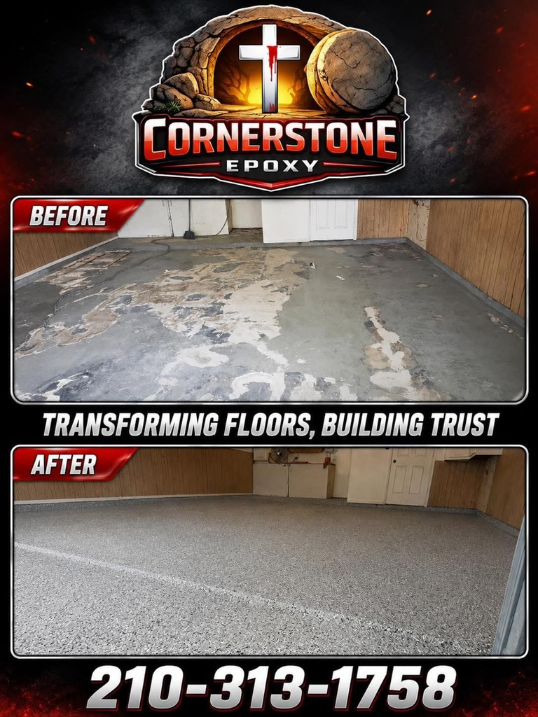 Before and after concrete repair and coating, transforming floors, building trust