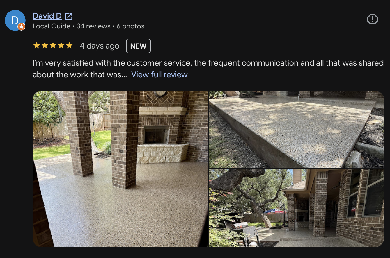 Google review from David D.
