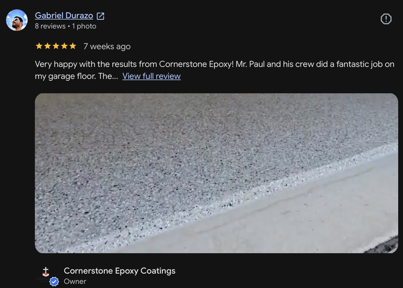 Google review from Gabriel Durazo