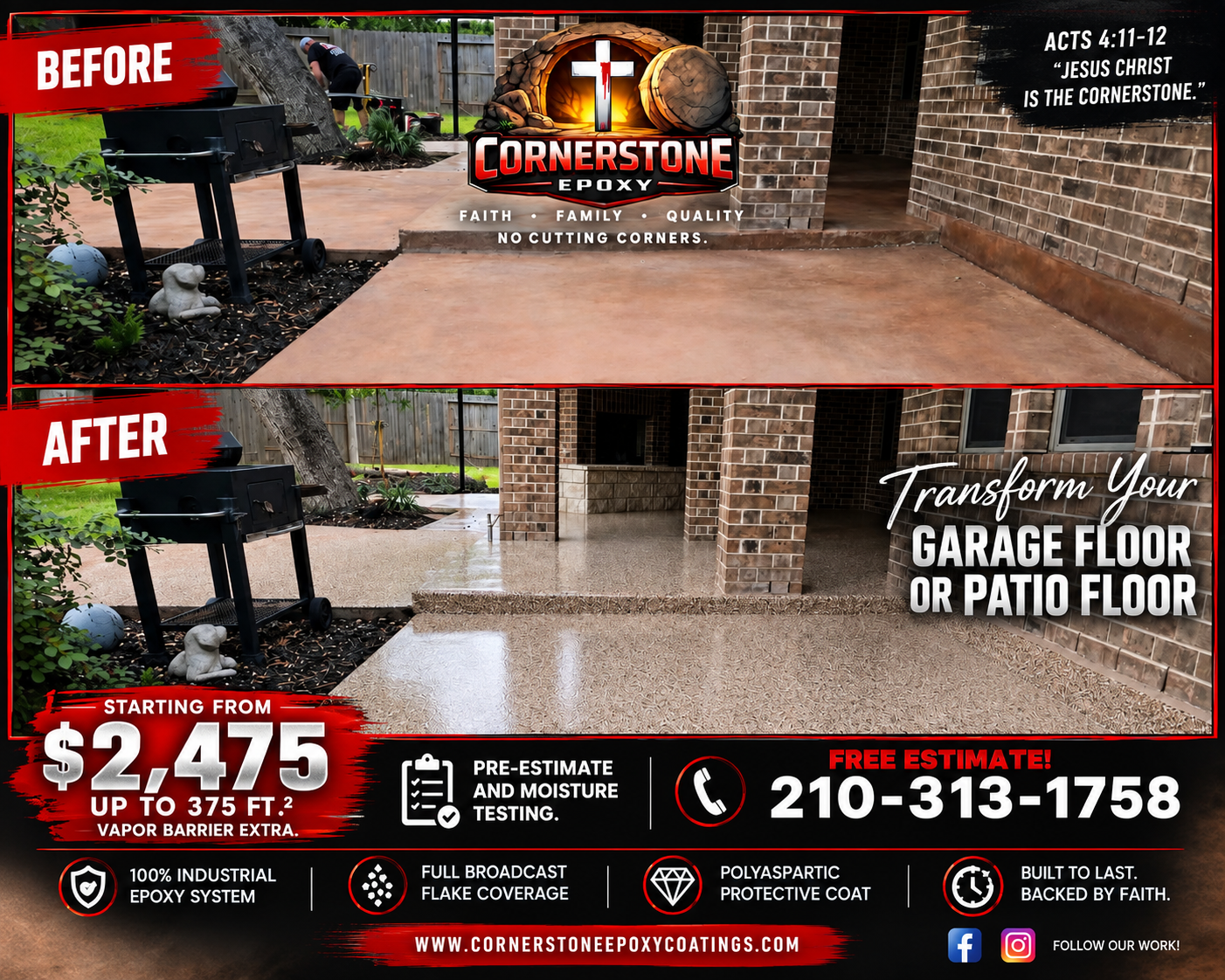 Garage floor or patio floor special starting at $2,475
