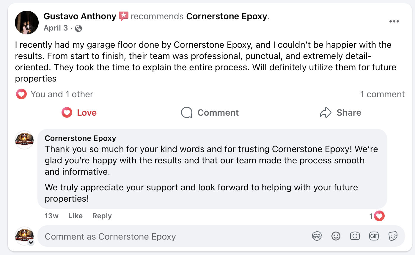 Facebook review from Gustavo Anthony
