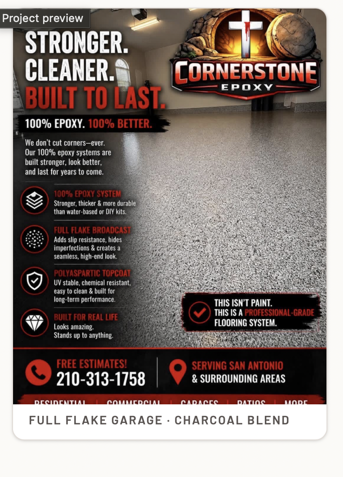 Cornerstone Epoxy flyer: Stronger, cleaner, built to last