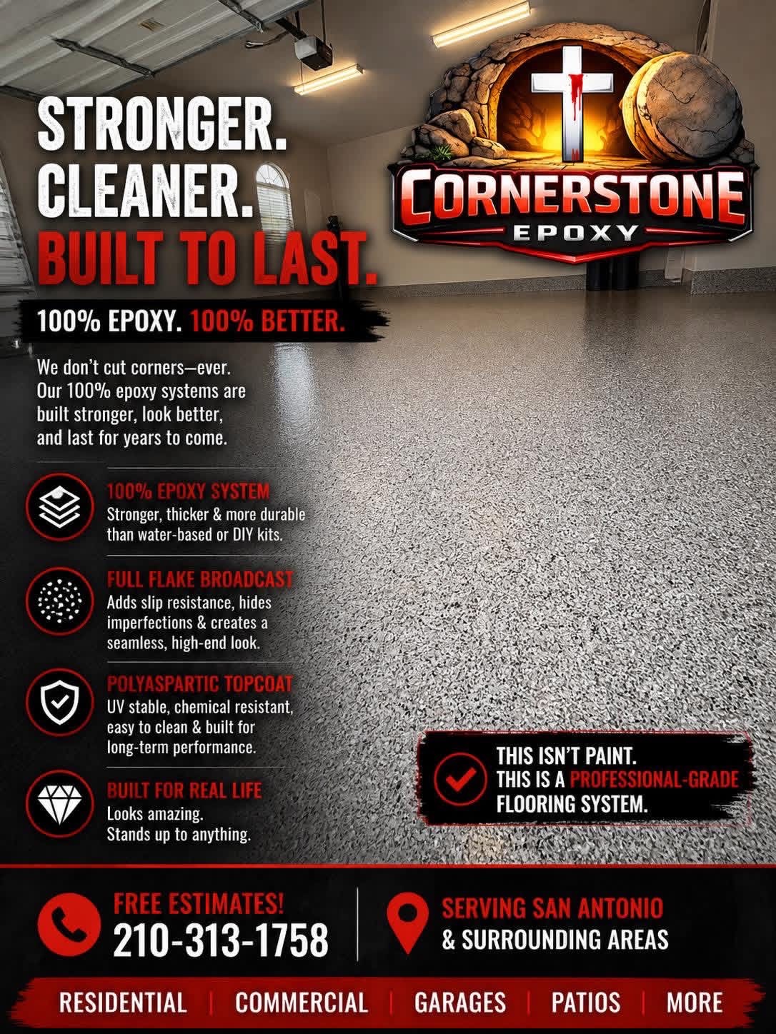 Finished full-flake garage epoxy floor